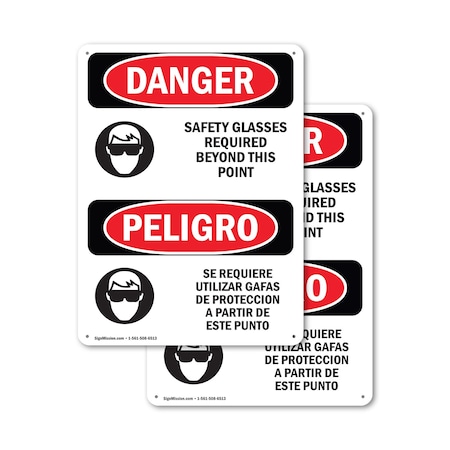 Signmission 10 in Height, 7 in Width, Plastic, Rectangle, Bilingual OS-2PACK-DS-P-710-VS-1559
